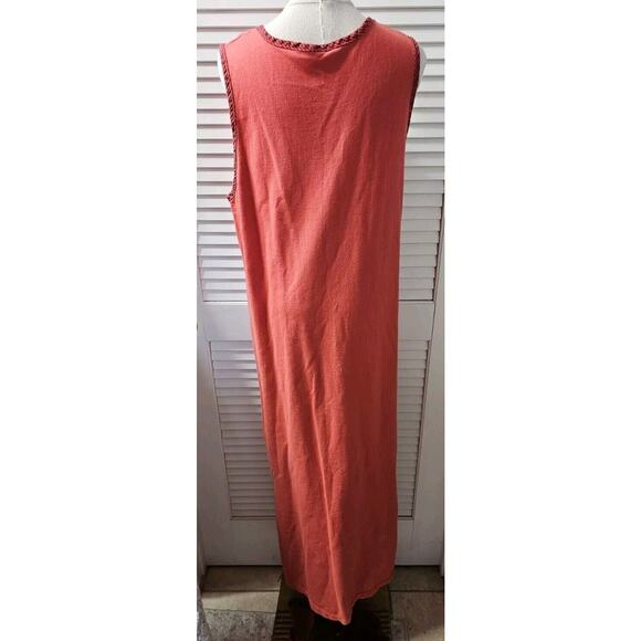 2 PC Liz & Jane Maxi Dress w/ Shrug Red Preshrunk Cotton‎ Linen Trim Soft -Large - Picture 3 of 5